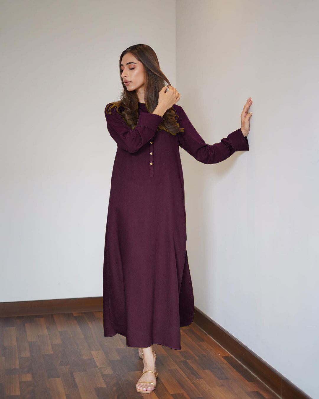 Premium Burgundy Karandi 3 tired Viscose Silk Co-Ord Set-