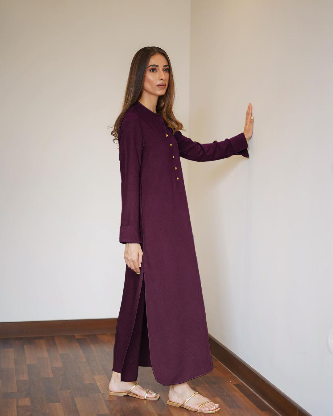 Premium Burgundy Karandi 3 tired Viscose Silk Co-Ord Set-