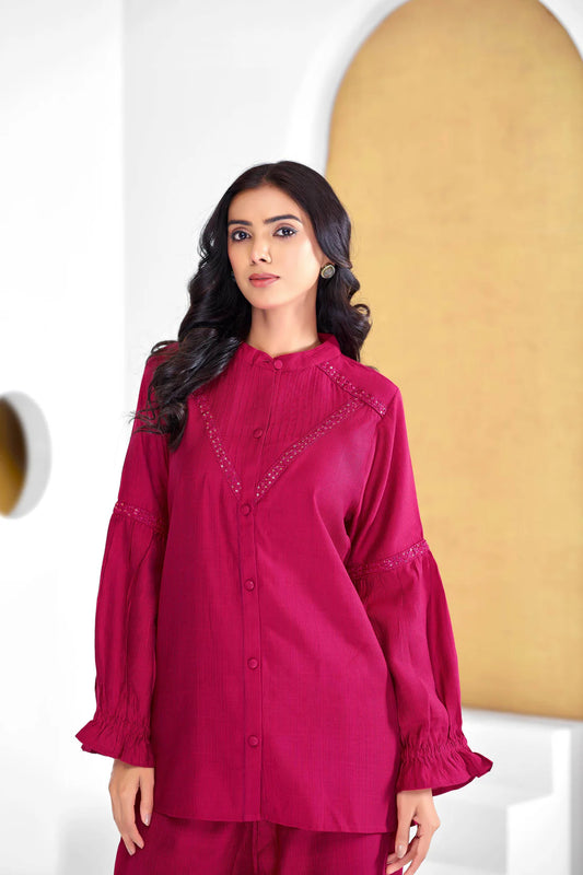 Red Vibex Round Neck Co-Ord Set