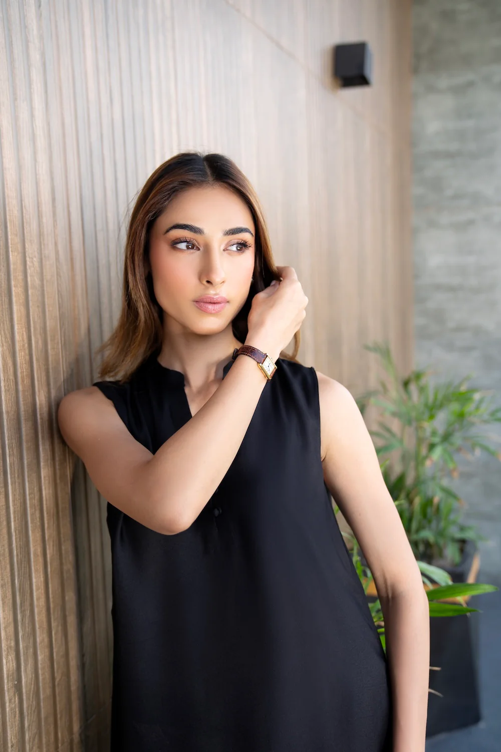 Black Designer Buttoned Top with Scalloped Trousers Coord Set