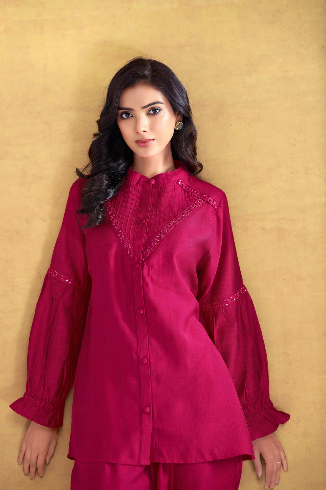 Red Vibex Round Neck Co-Ord Set