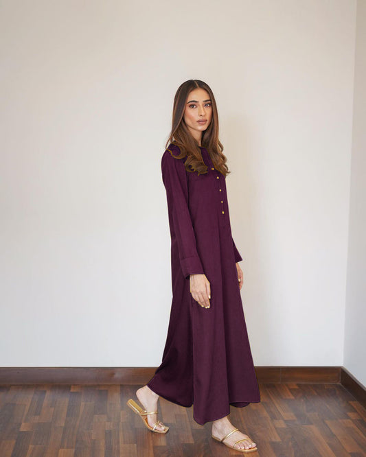Premium Burgundy Karandi 3 tired Viscose Silk Co-Ord Set-
