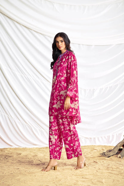 Pink Fuschia Chanderi Co-Ord Set