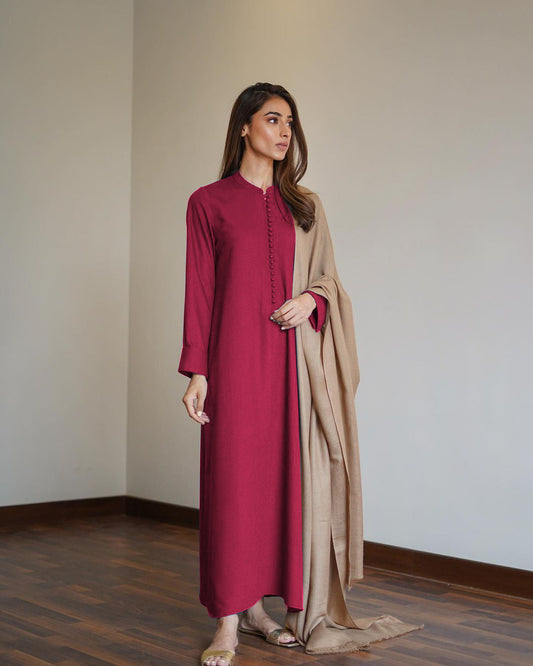 Errabelly Deep Pink Silk Luxe Co-Ord Set | Contemporary Chic Ensemble-