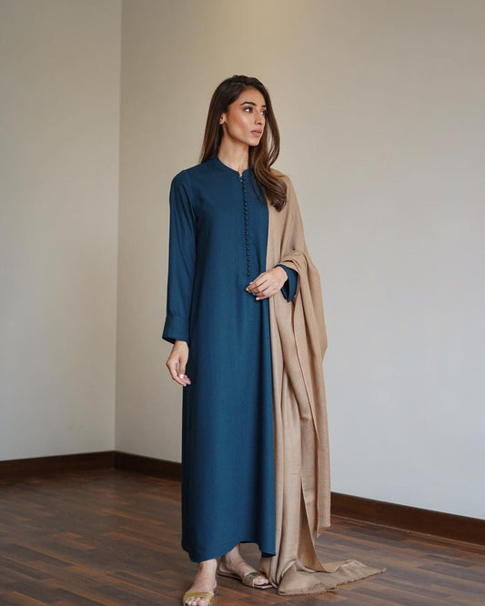 Errabelly Amazon Blue Silk Luxe Co-Ord Set | Contemporary Chic Ensemble