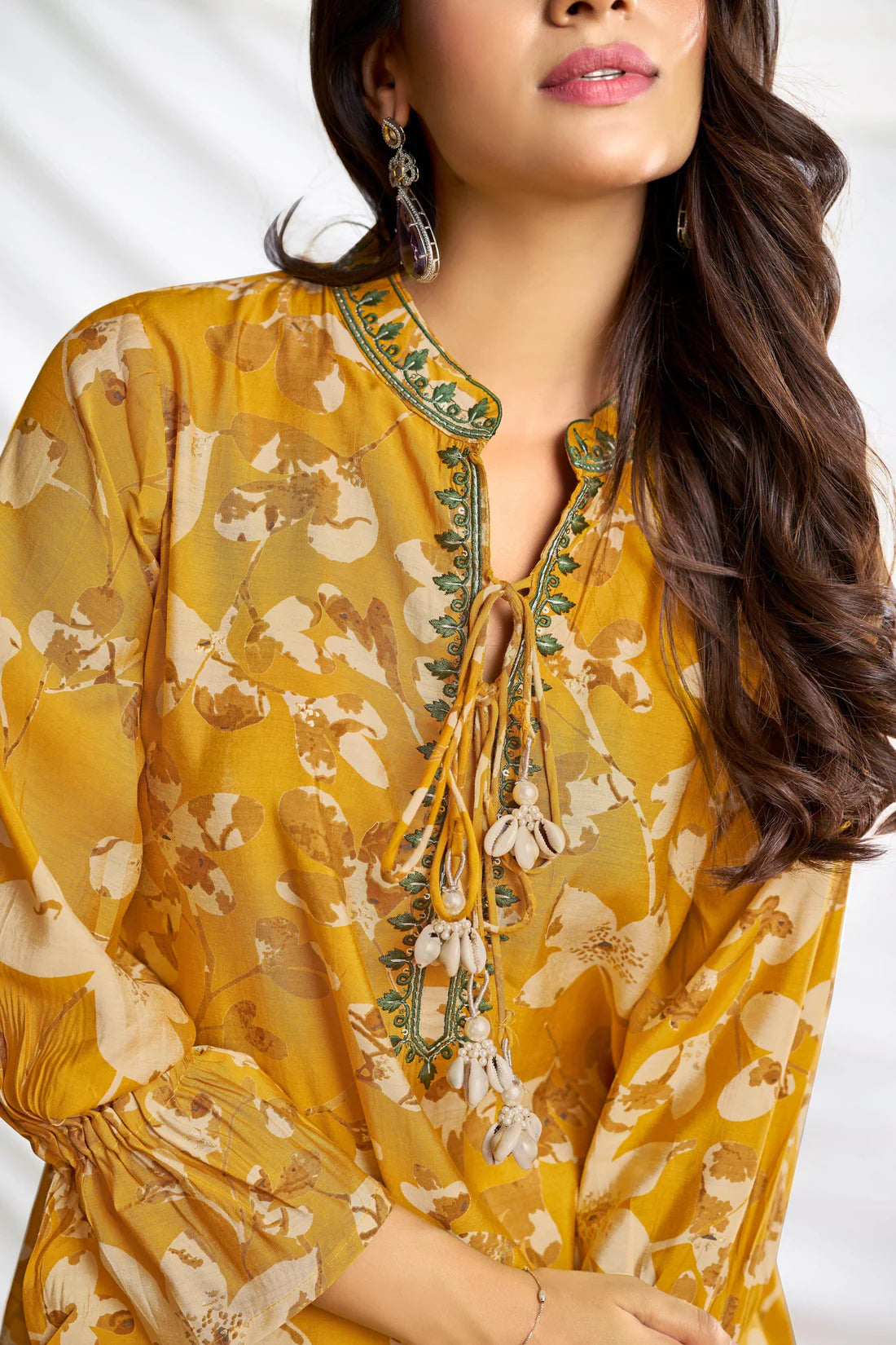 Mustard Printed Chanderi Co-Ord Set