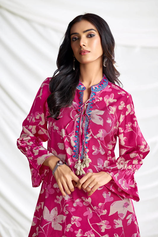 Pink Fuschia Chanderi Co-Ord Set