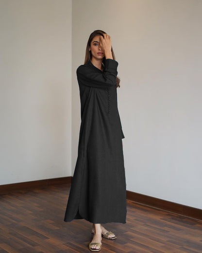 Errabelly Black Silk Luxe Co-Ord Set | Contemporary Chic Ensemble-