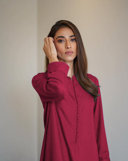 Errabelly Deep Pink Silk Luxe Co-Ord Set | Contemporary Chic Ensemble-