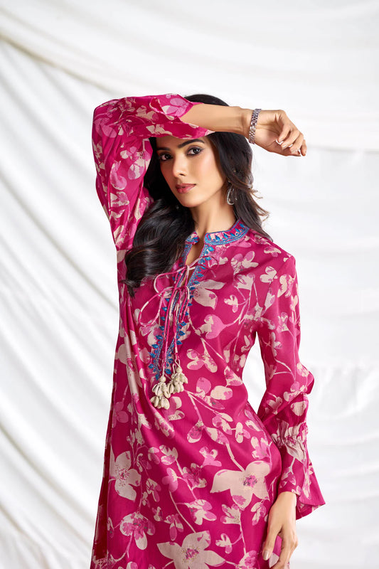 Pink Fuschia Chanderi Co-Ord Set