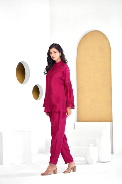Red Vibex Round Neck Co-Ord Set