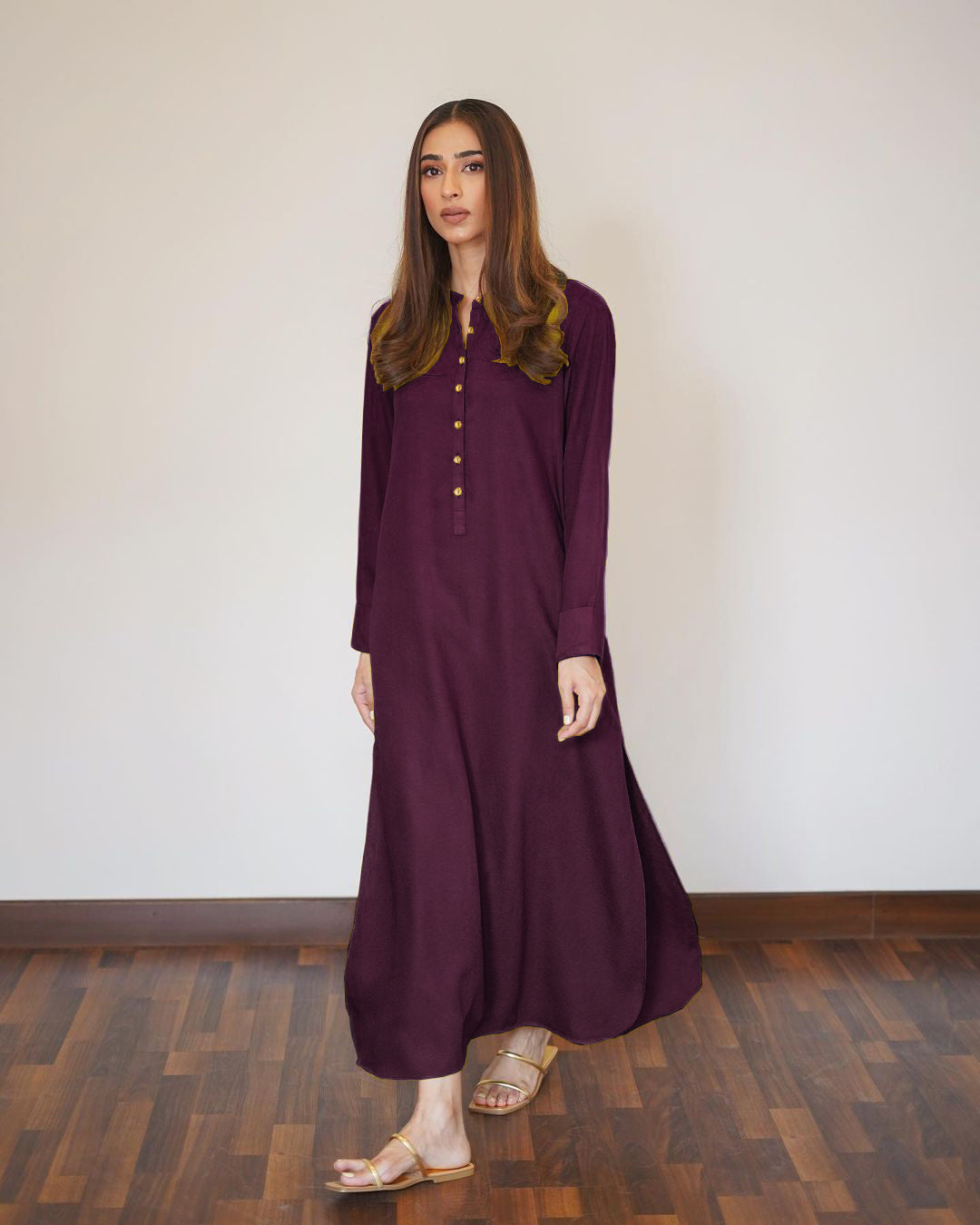 Premium Burgundy Karandi 3 tired Viscose Silk Co-Ord Set-