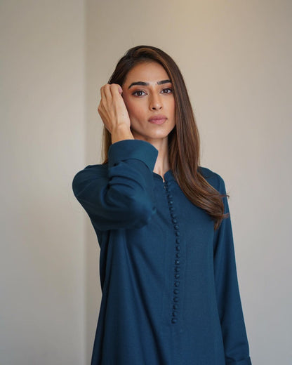 Errabelly Amazon Blue Silk Luxe Co-Ord Set | Contemporary Chic Ensemble