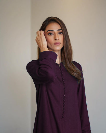 Errabelly Deep Purple Silk Luxe Co-Ord Set | Contemporary Chic Ensemble