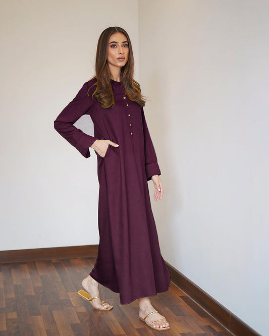 Premium Burgundy Karandi 3 tired Viscose Silk Co-Ord Set-